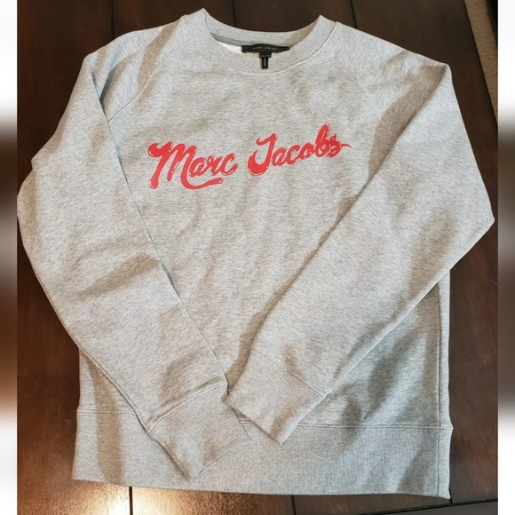Marc Jacobs Red Disco Terry Lined Sweatshirt Women's XXS Gray Oversized - Picture 2 of 5